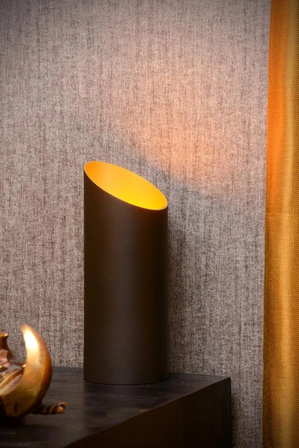 Lucide QUIRIJN - Lampe de table - Ø 9,6 cm - 1xE27 - Noir - ambiance 2